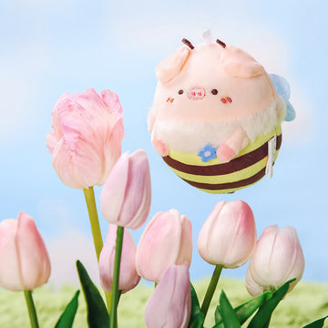 Cute Bee Pig Plush Keychain, Animal Bag Charm